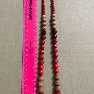 Source Unknown Vibrant Red and Brown Beaded Necklace